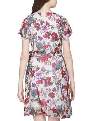 multicolored floral printed poly crepe belted dress - 14225808 - Standard Image - 3