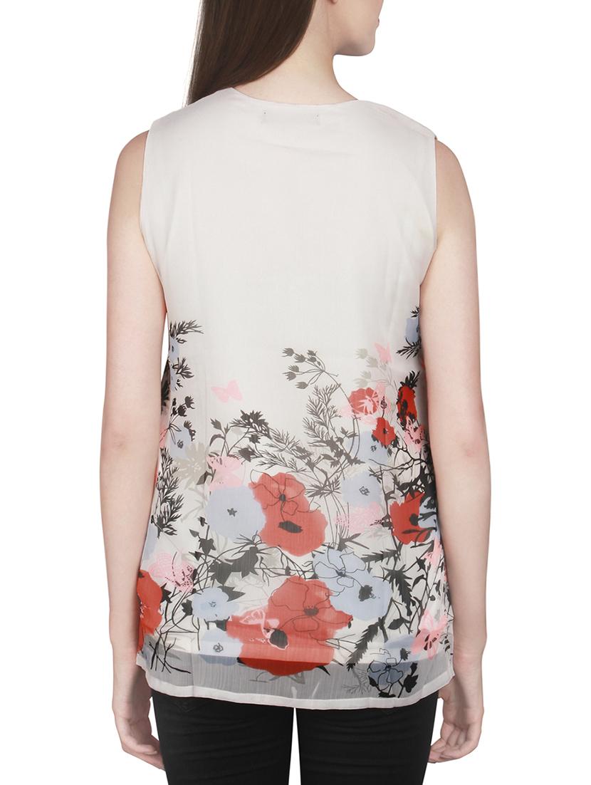 white floral printed chiffon top - 14225818 - Zoom Image - 3