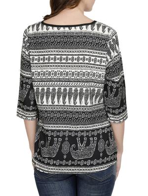 black printed rayon regular top - 14226660 - Standard Image - 3