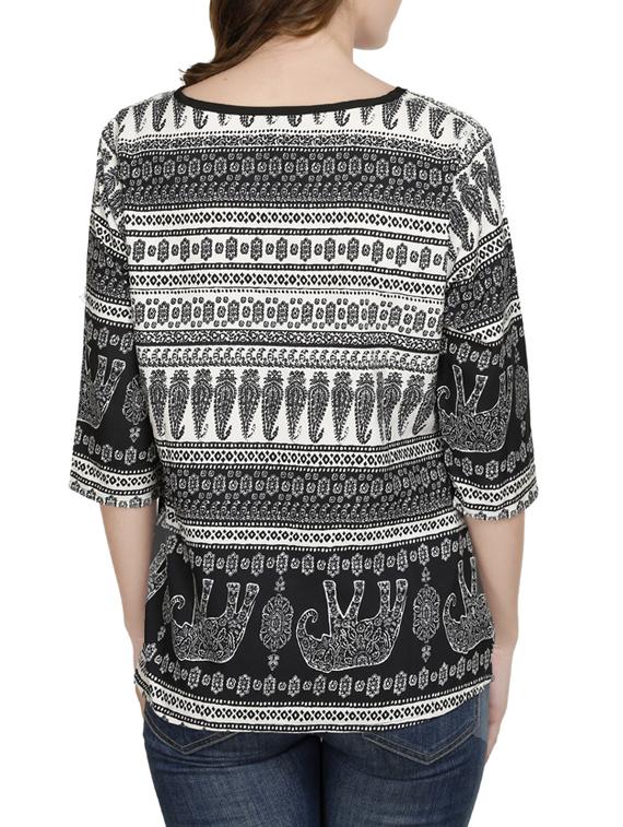black printed rayon regular top - 14226660 - Zoom Image - 3