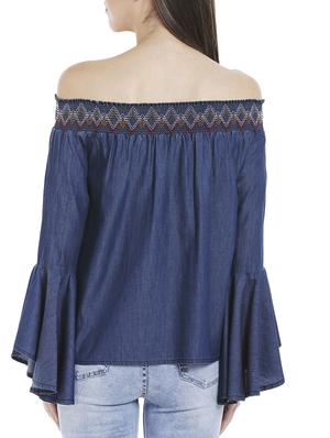 blue denim casual top - 14227276 - Standard Image - 3