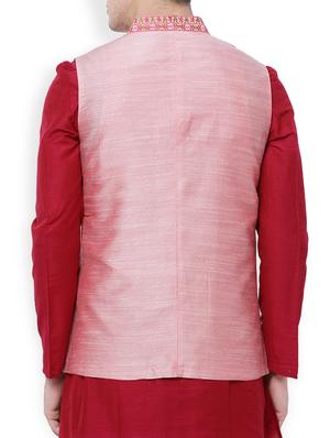 pink rayon nehru jacket - 14227630 - Standard Image - 3