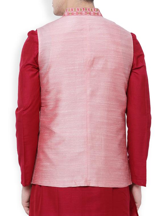 pink rayon nehru jacket - 14227630 - Zoom Image - 3