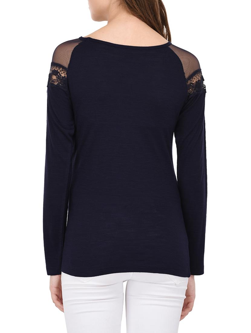 navy blue viscose regular top - 14233323 - Zoom Image - 3
