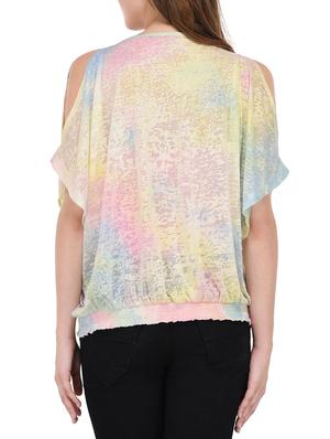 pink printed viscose blouson top - 14233327 - Standard Image - 3