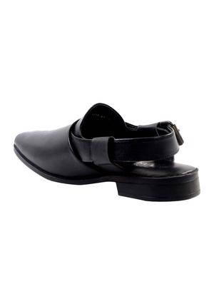 black Leather back strap sandal - 14242152 - Standard Image - 3