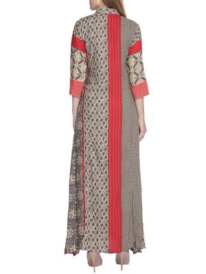 beige rayon high slit kurta - 14251882 - Standard Image - 3