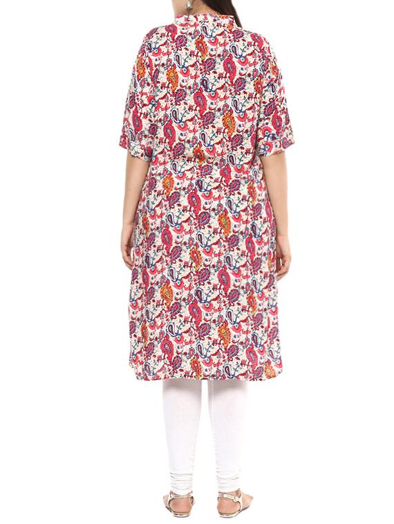 pink rayon straight kurta - 14253883 - Zoom Image - 3