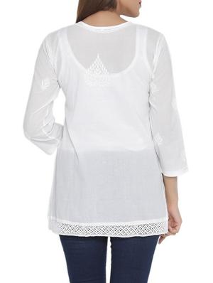 chikankari straight kurti - 14254217 - Standard Image - 3