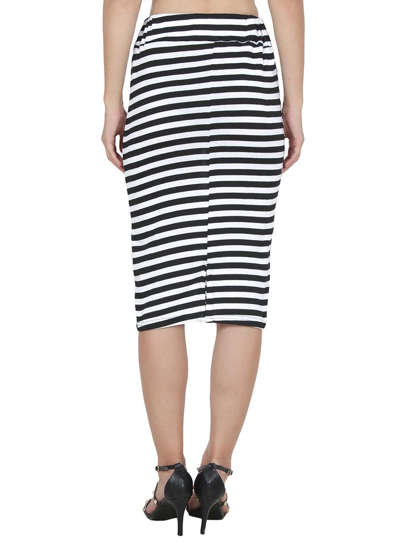black striped lycra pencil skirt - 14262217 - Zoom Image - 3