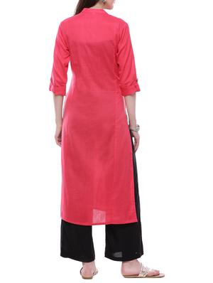 pink khadi straight kurta - 14262746 - Standard Image - 3