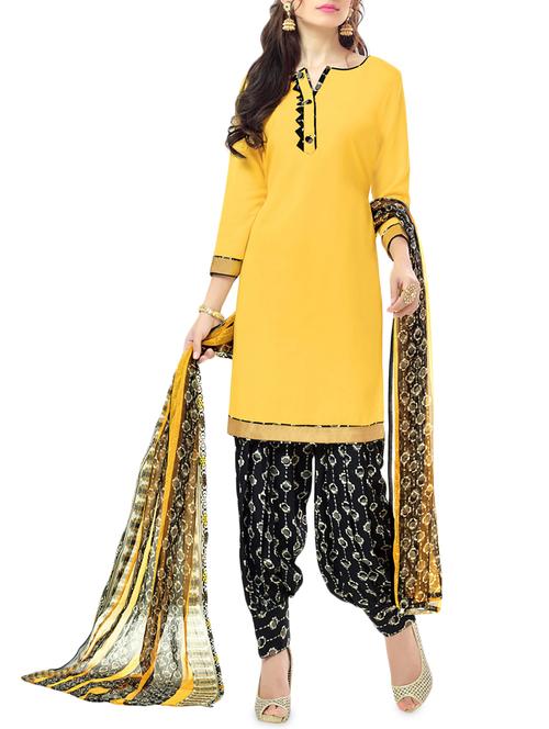 Printed unstitched patiyala suit - 14264230 - Very Small Image - 1