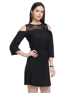 solid black blouson dress - 14265106 - Standard Image - 3