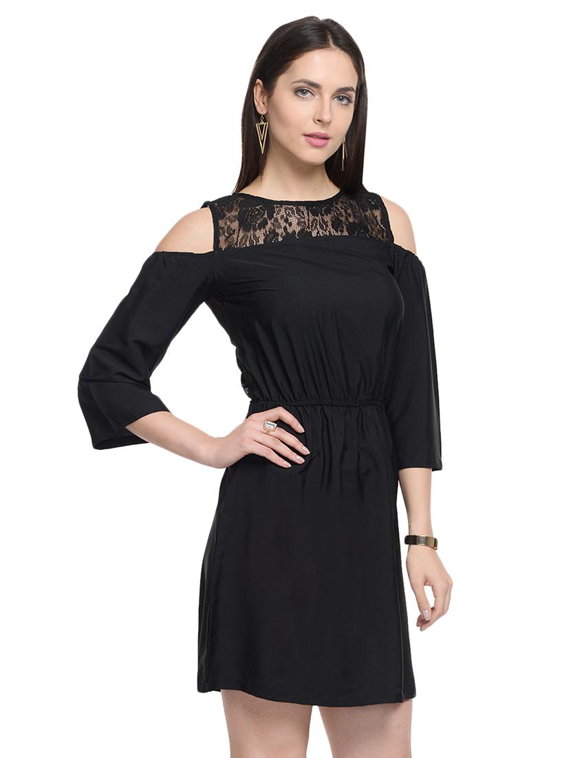 solid black blouson dress - 14265106 - Zoom Image - 3