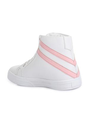 white leatherette lace up sneaker - 14268536 - Standard Image - 3