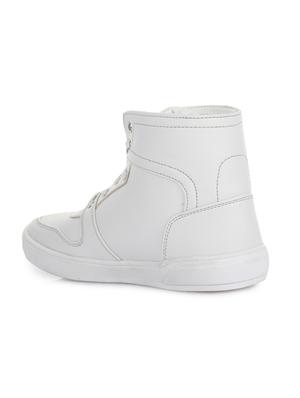 white leatherette lace up sneaker - 14268538 - Standard Image - 3