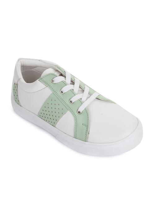 white leatherette lace up sneaker - 14268552 - Standard Image - 1