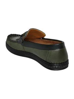green leatherette slip on loafer - 14293235 - Standard Image - 3