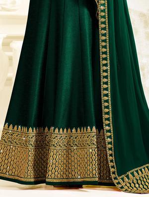 green silk anarkali semi-stitched suit - 14313329 - Standard Image - 3