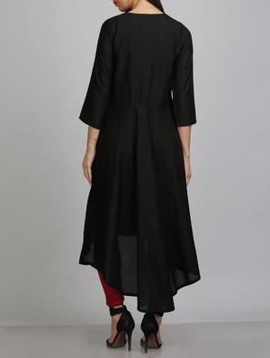 black asymmetric kurta - 14315937 - Standard Image - 3
