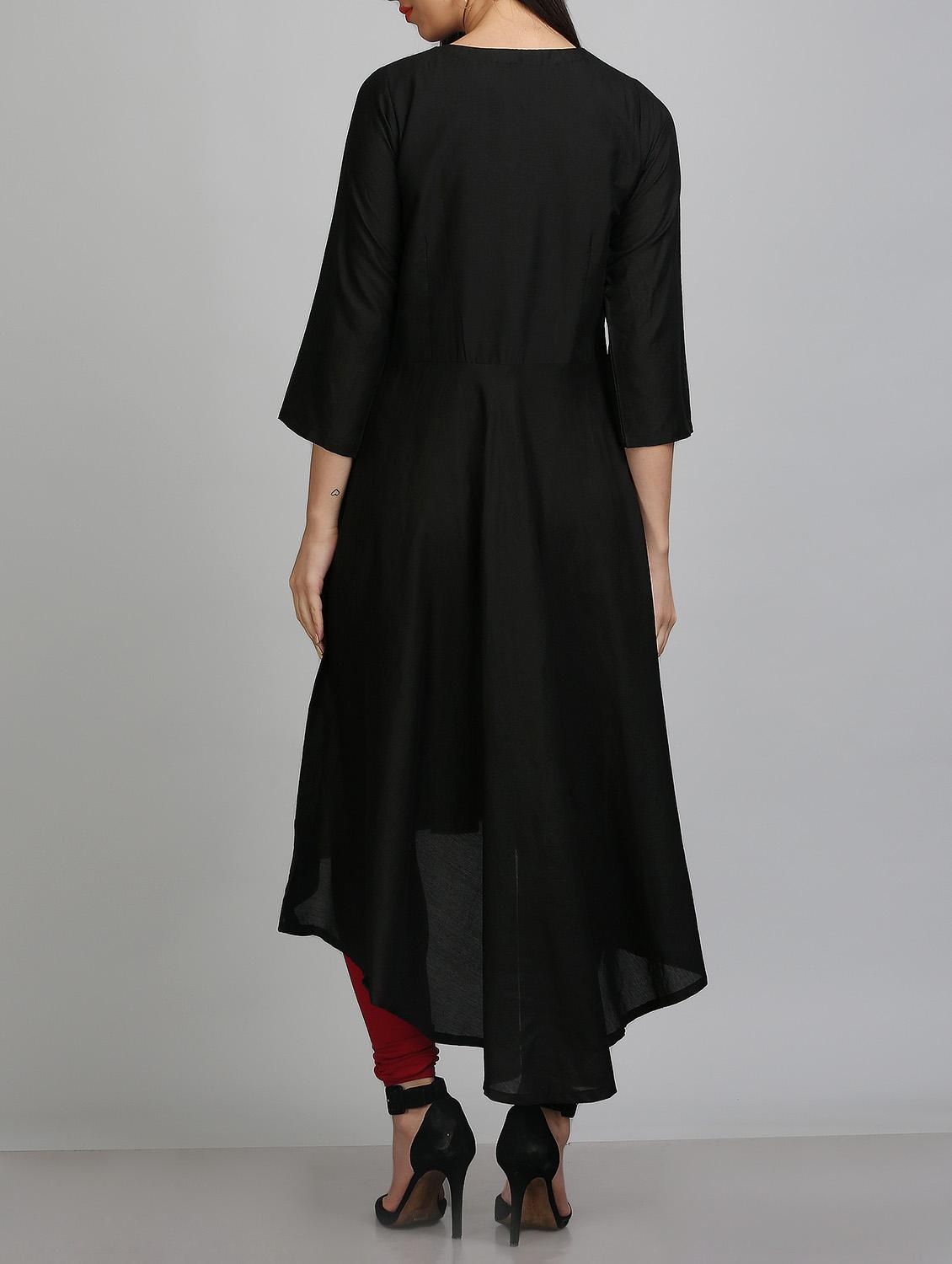 black asymmetric kurta - 14315937 - Zoom Image - 3