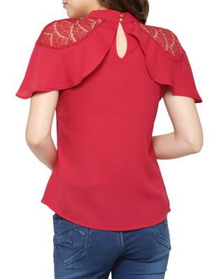 solid red casual top - 14319388 - Standard Image - 3