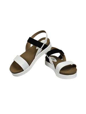 white faux leather back strap sandals - 14320711 - Standard Image - 3