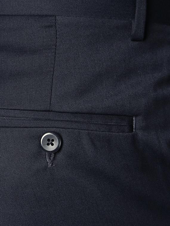 navy blue polyester blend flat front trousers - 14321722 - Zoom Image - 3