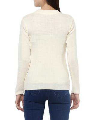 white woollen pullover - 14321783 - Standard Image - 3