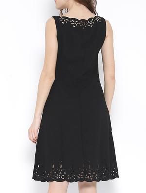 solid black cutwork a-line dress - 14328546 - Standard Image - 3