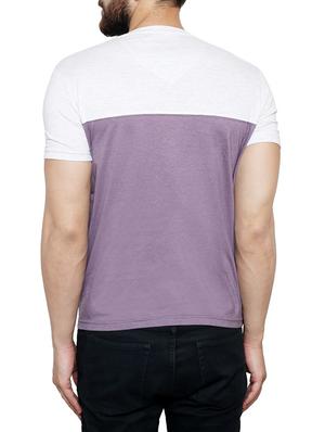 purple cotton color block t-shirt - 14330253 - Standard Image - 3