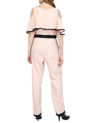 beige crepe full leg jumpsuit - 14331846 - Standard Image - 3