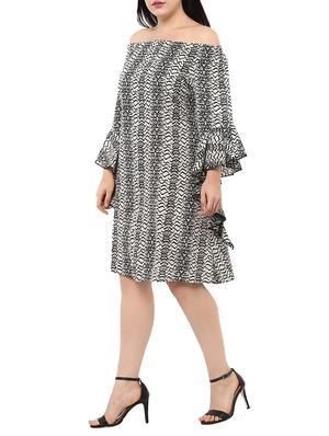 black printed viscose ruffle dress - 14334457 - Standard Image - 3