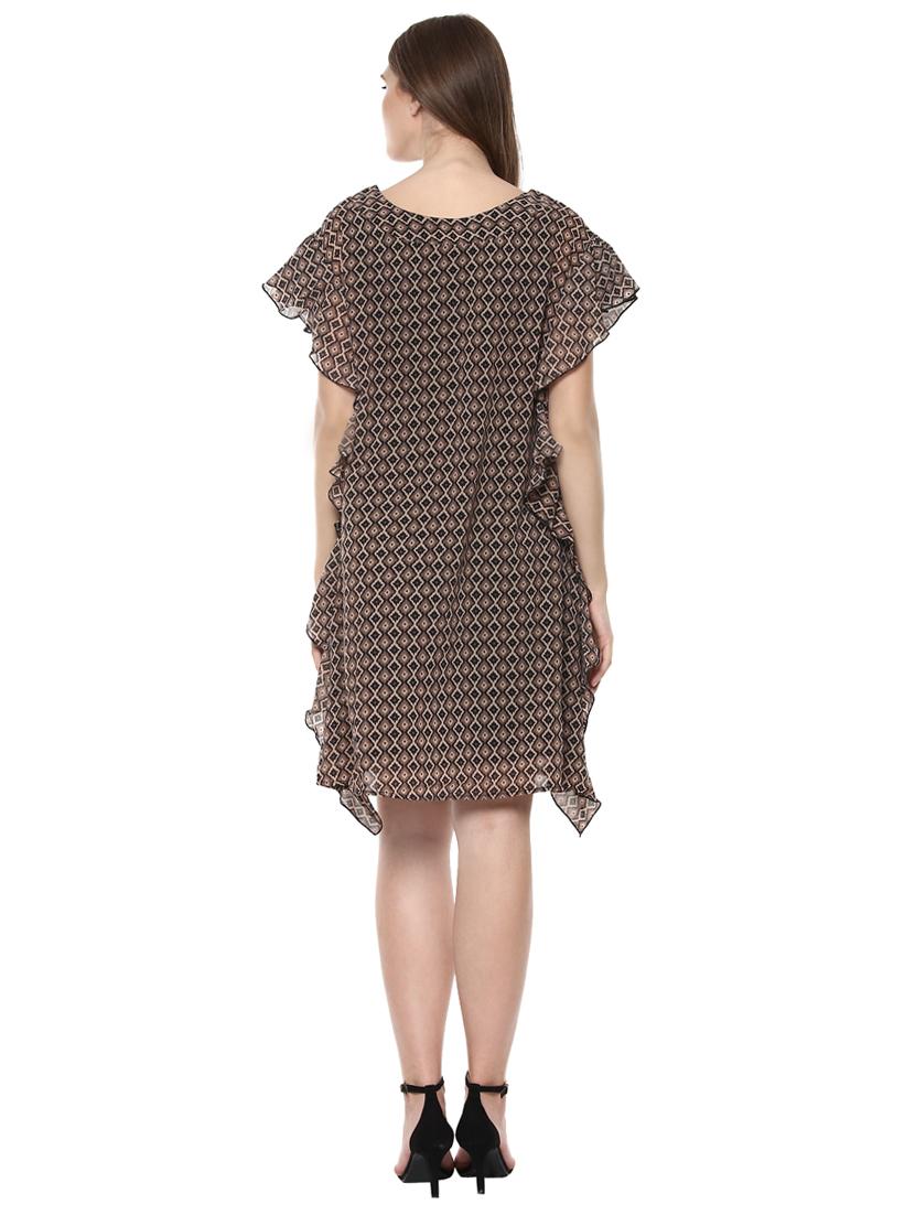 ruffle detail printed a-line dress - 14334461 - Zoom Image - 3