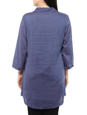 blue printed viscose plus tunic - 14334509 - Standard Image - 3