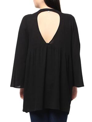 solid black cotton casual top - 14334511 - Standard Image - 3