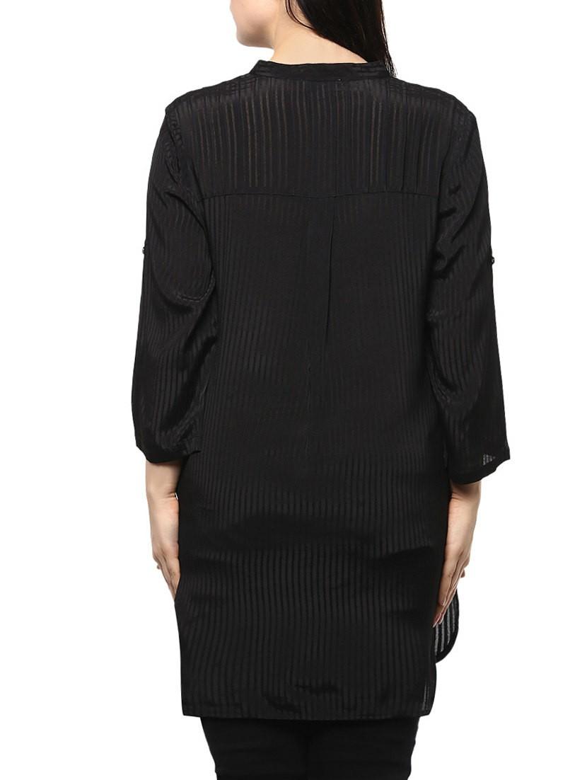solid black viscose casual tunic - 14334516 - Zoom Image - 3
