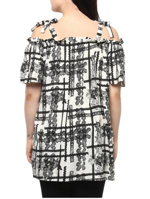 white printed viscose top - 14334522 - Standard Image - 3