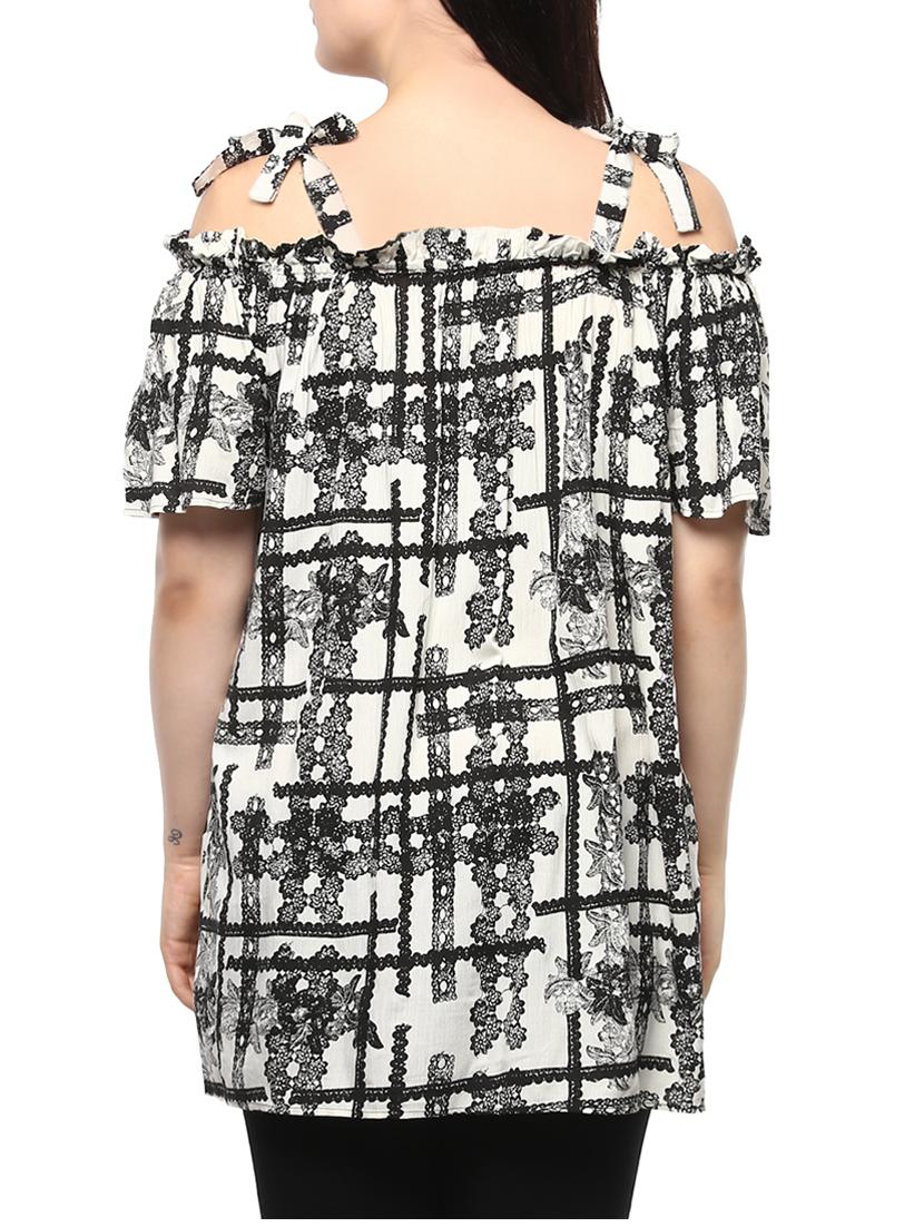 white printed viscose top - 14334522 - Zoom Image - 3