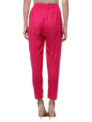 pink rayon flat front trousers pant - 14343733 - Standard Image - 3