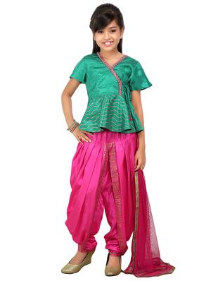 KAANCHIE NANGGIA block printed dhoti pant & peplum top suit set - 14344181 - Standard Image - 3