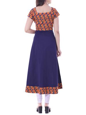 blue cotton a-line kurta - 14344311 - Standard Image - 3