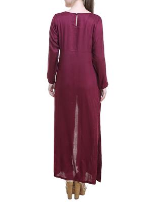 purple viscose high slit kurta - 14344454 - Standard Image - 3