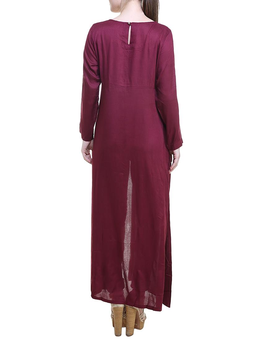 purple viscose high slit kurta - 14344454 - Zoom Image - 3