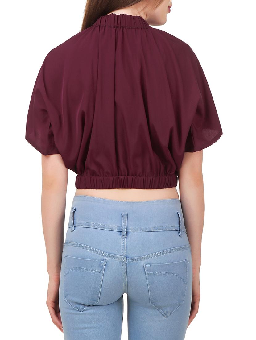 solid maroon crop top - 14346915 - Zoom Image - 3