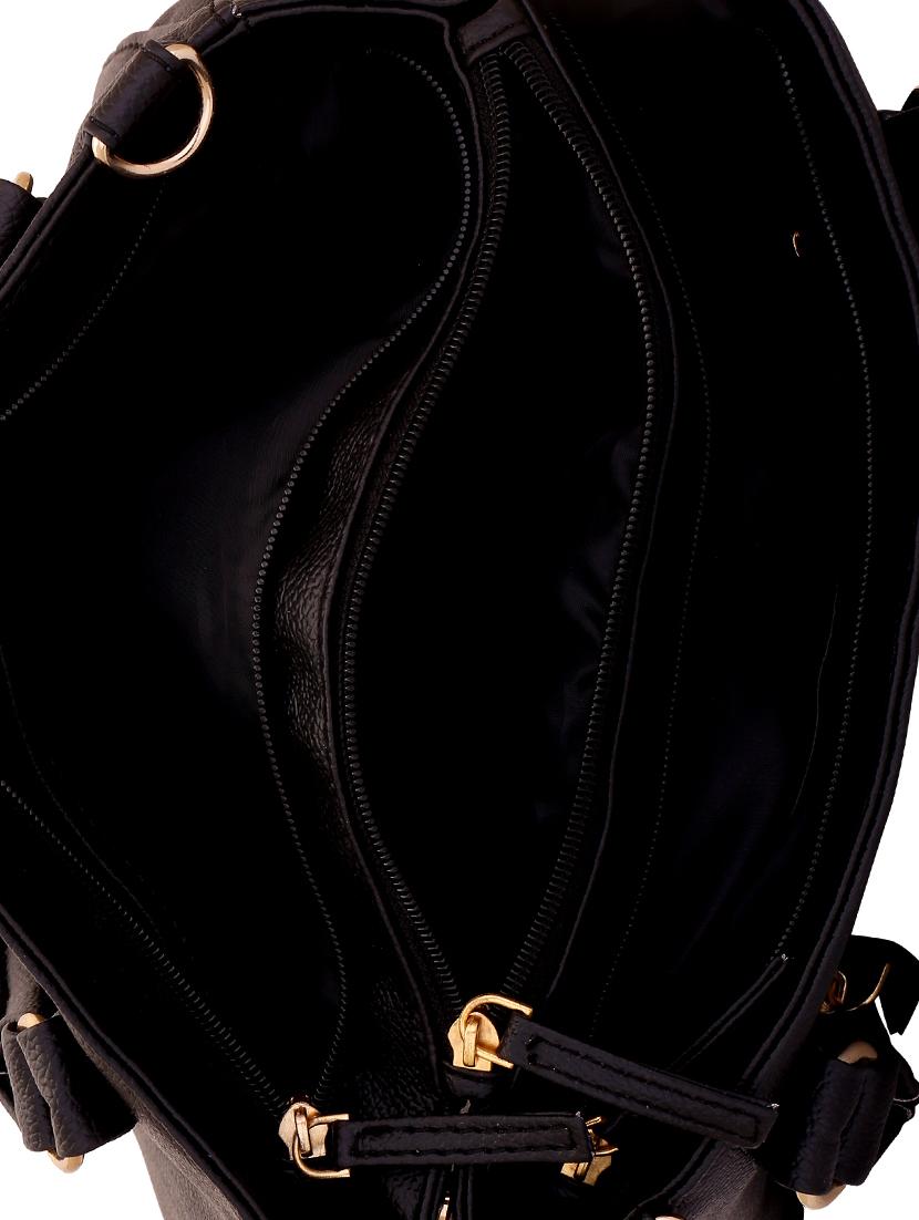 black leatherette regular handbag - 14350223 - Zoom Image - 3