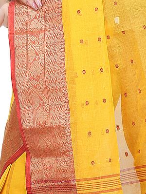 Zari bordered tant saree - 14351398 - Standard Image - 3