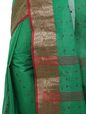 Zari hand woven tant saree - 14351402 - Standard Image - 3