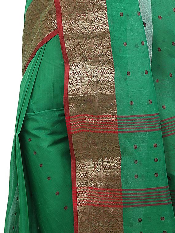 Zari hand woven tant saree - 14351402 - Zoom Image - 3