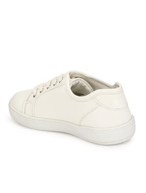white leatherette lace up sneaker - 14351455 - Standard Image - 3
